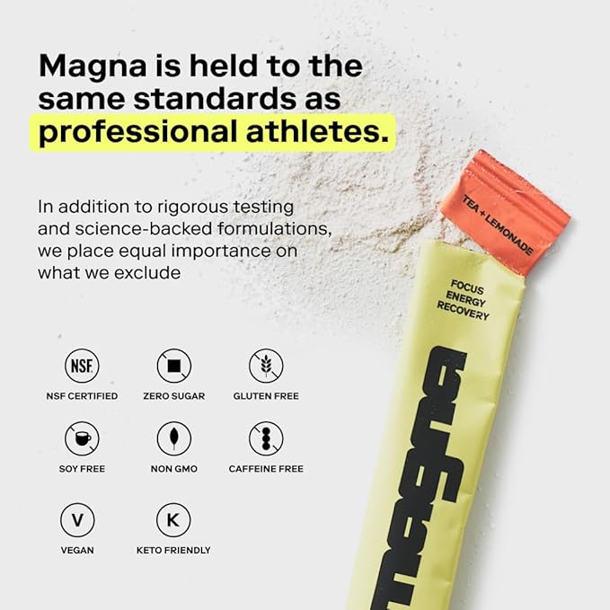 MAGNA Electrolyte Powder Drink Mix for Hydration, Energy & Focus Support with Magnesium L Threonate, Malate & Glycinate, Sodium, Potassium, Vitamin D, B6 & B12, Watermelon Lime Flavor, 7 Servings