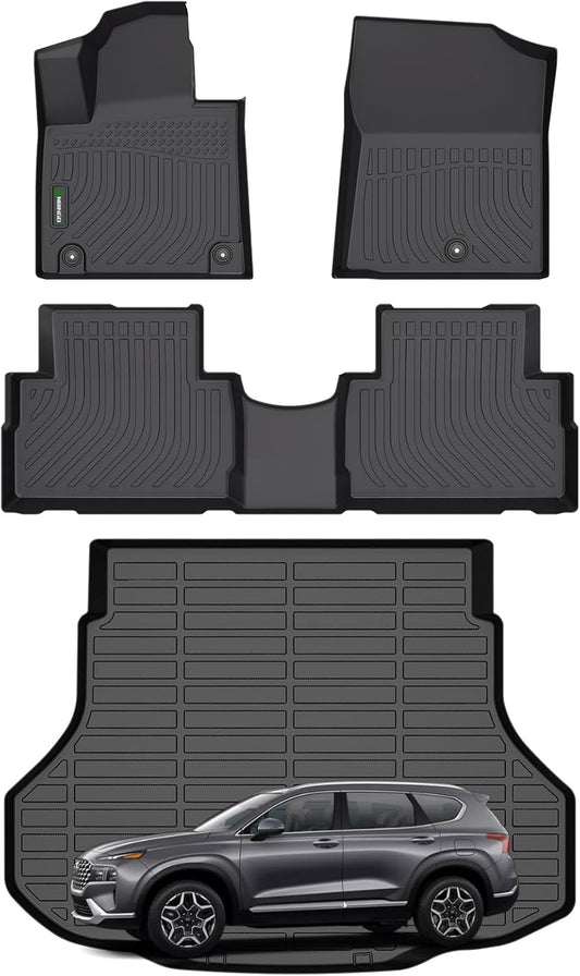 ANBINGO®Floor Mats & Cargo Liner Fit for 2021-2023 Santa FE(Only Gas), All Weather Floor Mats Fit for Santa FE Full Set Floor Liners for Santa FE