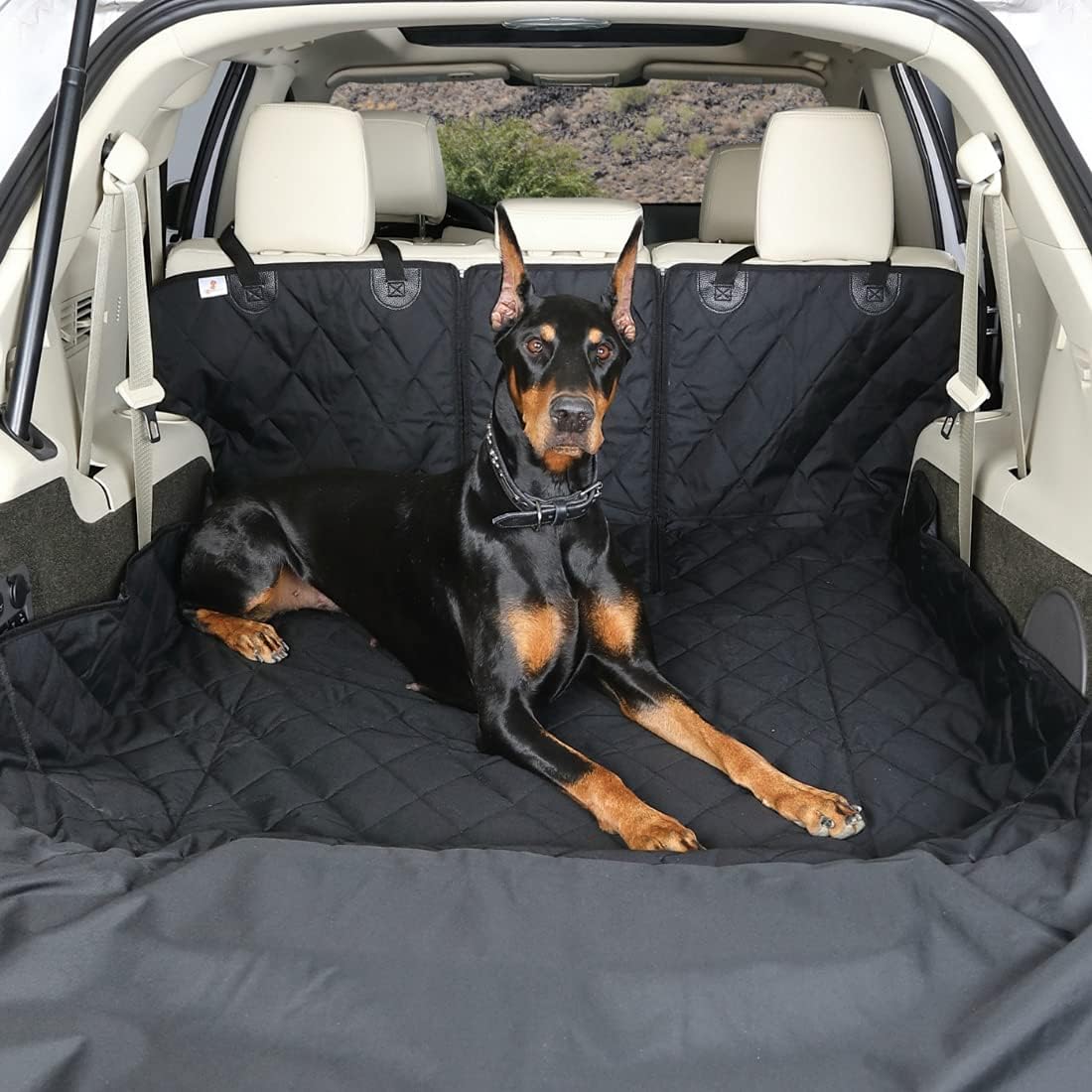 4Knines SUV Cargo Liner for Dogs, Trunk Mat for SUV, Durable Cargo Cover, Protector – Compatible with 60/40 Split Bench & Armrest Pass-Through, Waterproof, Machine Washable, Non-Slip (Small, Camo)