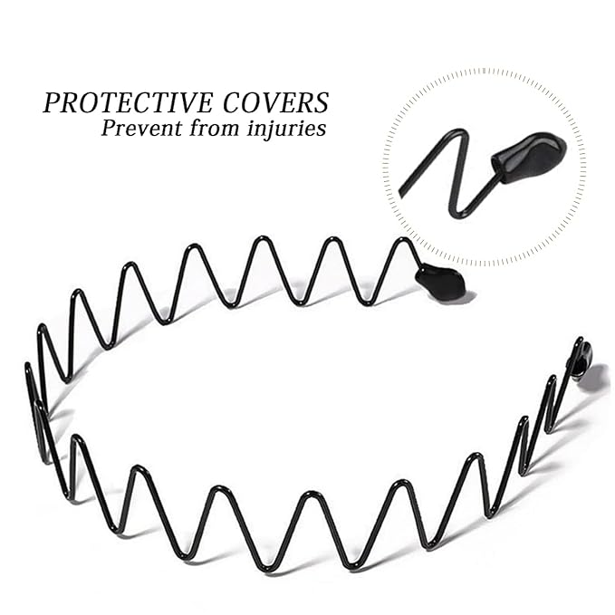 3pcs Hair Bands for Men Metal Fashion Headbands for Women Unisex Black Hair Bands Spring Non-Slip Headbands for Sports and Daily Wear