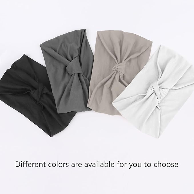 DRESHOW 4 Pack Turban Headbands for Women Wide Vintage Head Wraps Knotted Cute Hair Band Accessories
