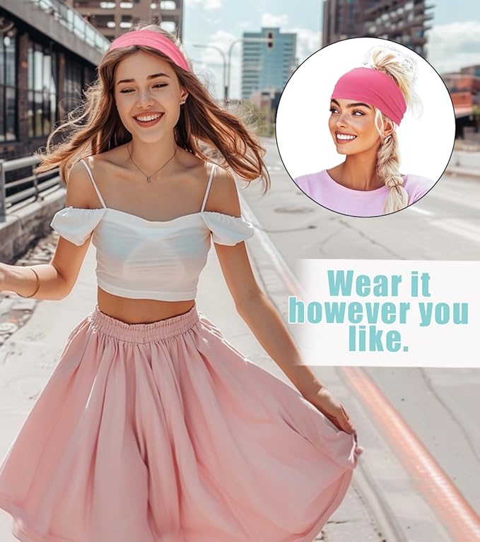 Sport Sweatbands for Men and Womem, 4 Pack, Double-Layer Workout Headbands, Sweat Wicking Hairbands for Fitness Running Football