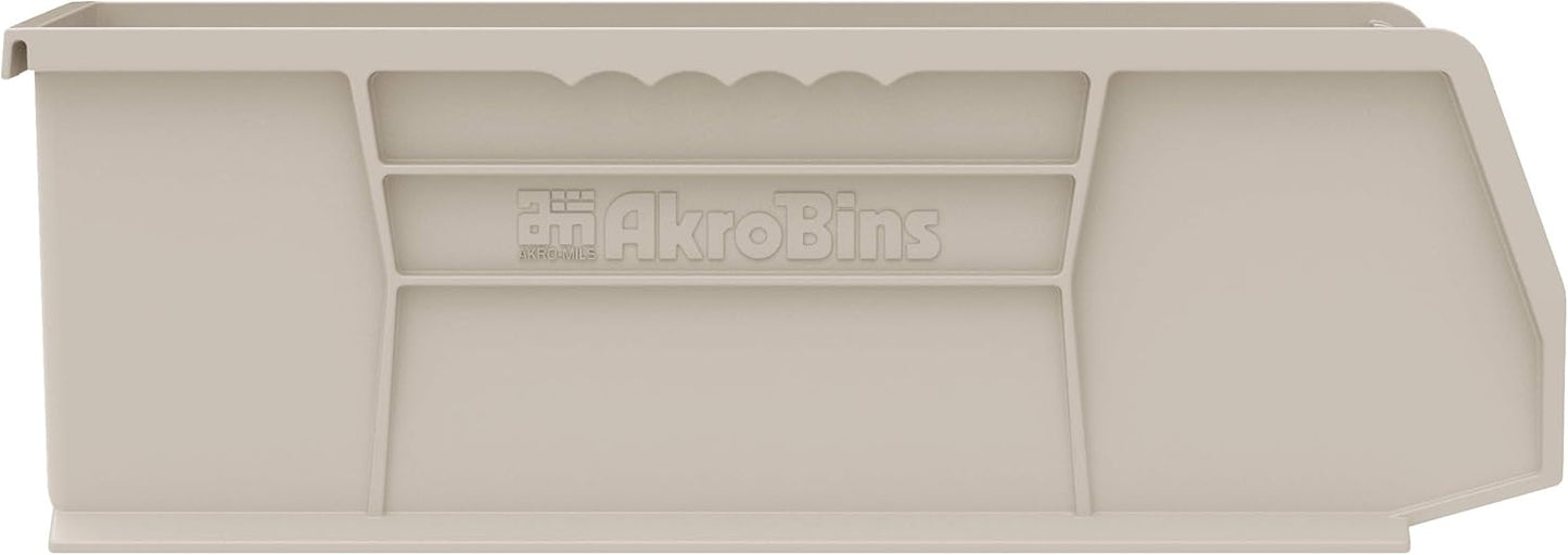 Akro-Mils 30234 AkroBins Plastic Storage Bins, Space-Saving Stackable Bins for Garage, Pantry, Craft Organization, 15-" x 5-" x 5-", Clear, 12-Pack
