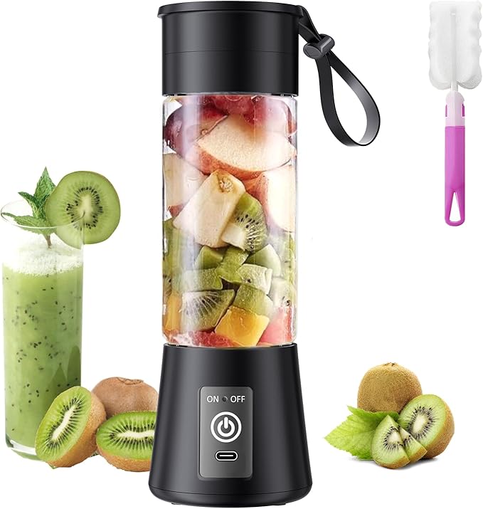 Personal Blender for Shakes and Smoothies - 2025 New Upgrade Cordless Portable Blender USB-C Rechargeable, 380Ml BAP Free Juice Cup, 6 Blades Freshly Squeezed for Picnic/Sprots, 20000Rpm/Min Speed