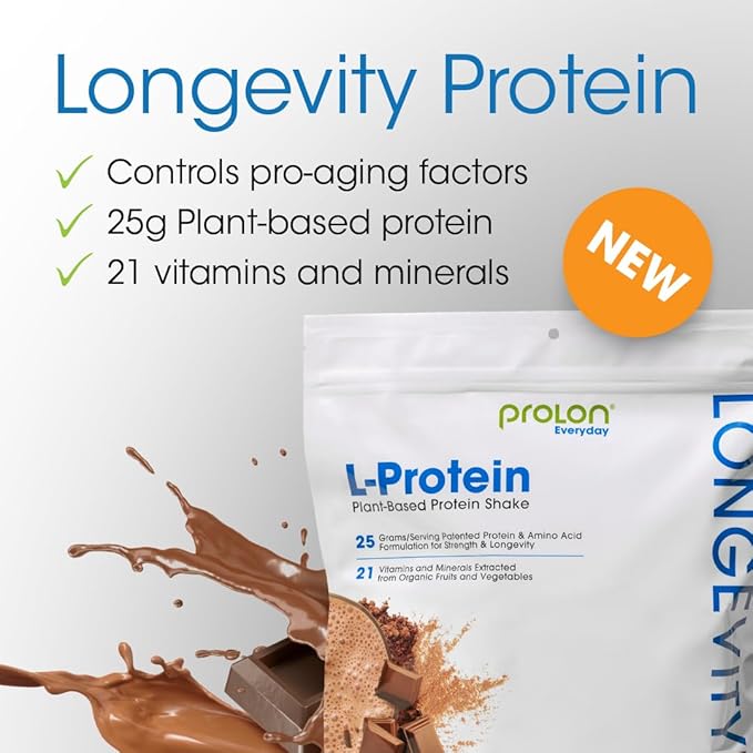 Prolon Longevity Plant Based Protein Powder | Muscle Synthesis & Repair, Healthy Aging, Boost Performance | Vitamins, Gluten Free, Amino Acids | 25g of Protein | Chocolate and Berry, 24 Packets