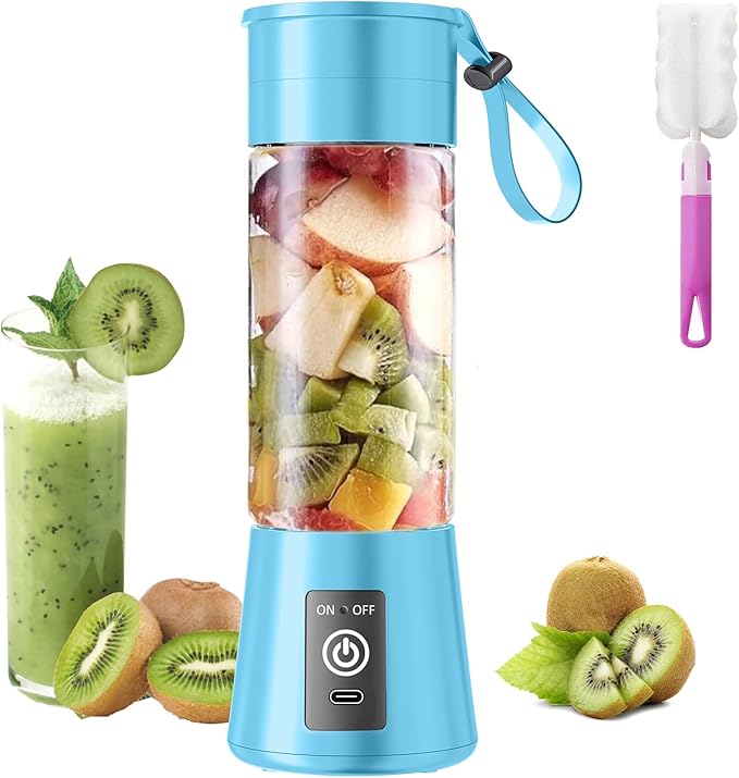 Personal Blender for Shakes and Smoothies - 2025 New Upgrade Cordless Portable Blender USB-C Rechargeable, 380Ml BAP Free Juice Cup, 6 Blades Freshly Squeezed for Picnic/Sprots, 20000Rpm/Min Speed