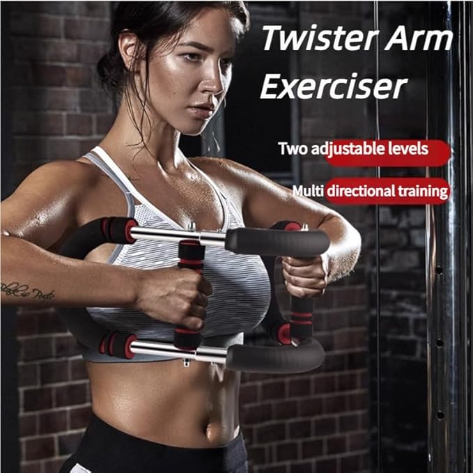 Twister Arm Exerciser,Adjustable Spring Workout Bar, Forearm Triceps Chest Enhanced Exercise Strengthener,Portable Home Fitness Equipment