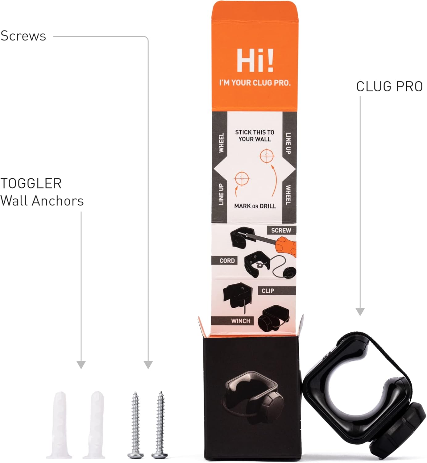 Hornit CLUG PRO | Wall Mounted Bike Rack | Secured by FIDLOCK | 5 Sizes | Easy to Install