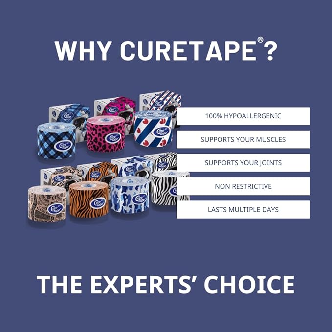 CureTape Art Kinesiology Tape | 1 Roll 5cm x 5m | Waterproof | Latex-Free Medical Kinesiology Tape | KinesioTape for Sports & Fitness | Kinesiology Recovery Tape for Extreme Sports