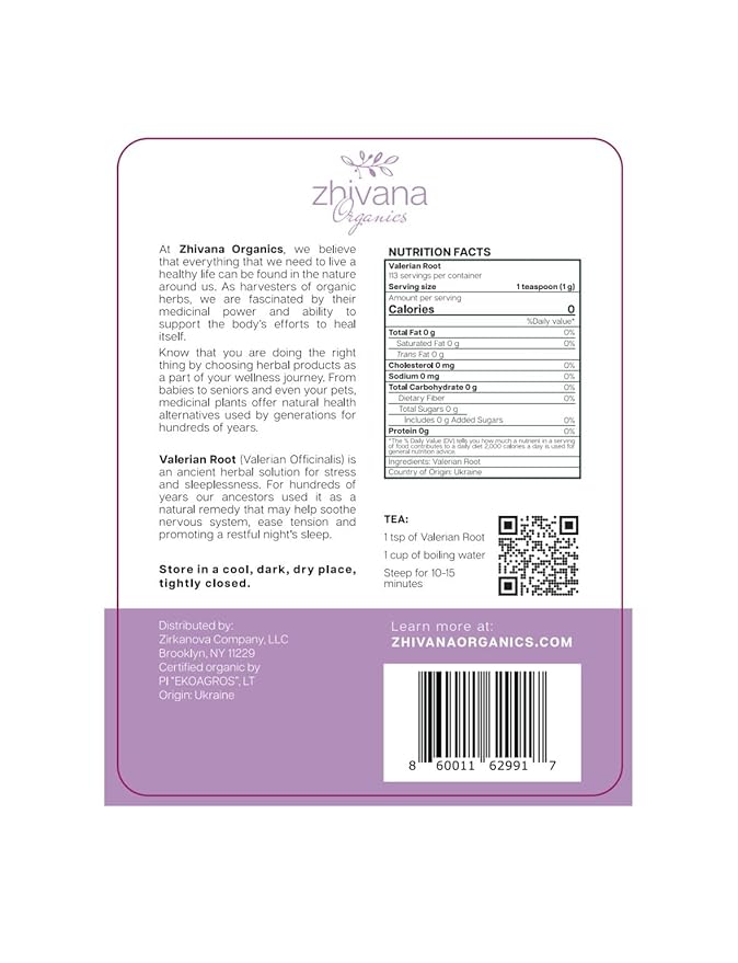 Organic Valerian Root Tea (4oz.) - Te De Valeriana Organica Para Dormir y Ansiedad - Valerian Tea - Valarian Roots Herb to Support Sleep, Healthy Stress Response, Relax Muscles