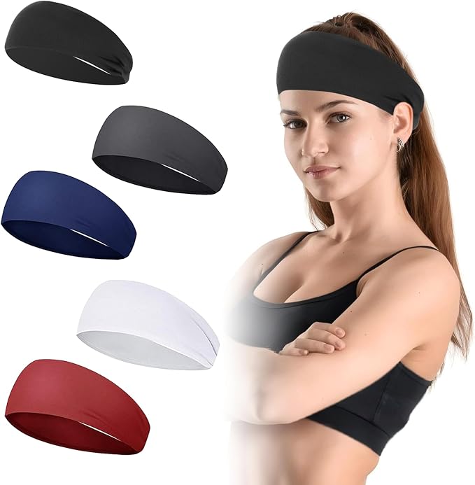 Sports Headbands for Women, Moisture Wicking Workout Headband, Stylish Comfortable and Stretchy Non Slip Headband, Sports, Yoga, Running Essentials for Women, Sweat Absorption and Quick Drying
