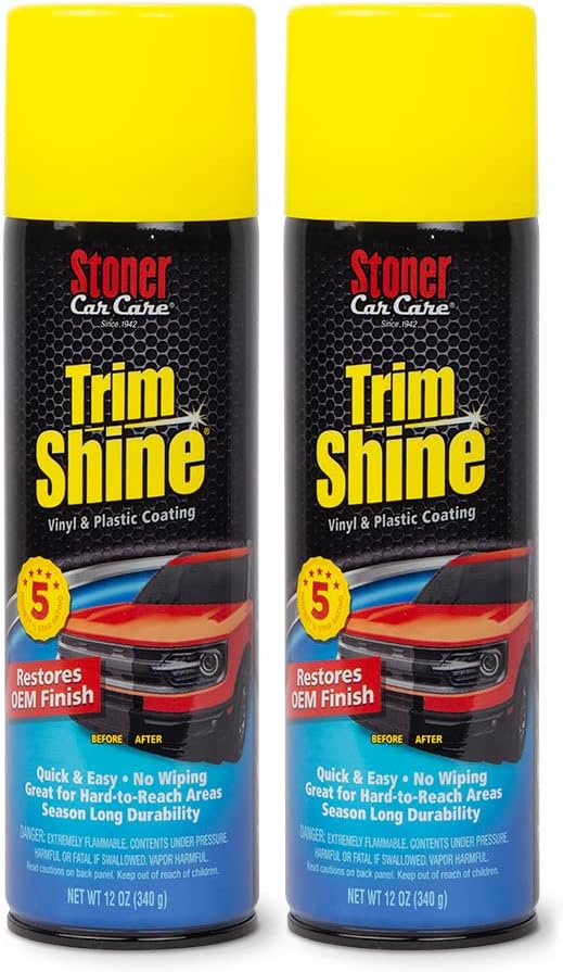 Stoner Car Care 91034-2PK Trim Shine – Vinyl and Plastic Protectant Coating for Interior & Exterior Car Detailing – Restores OEM Color, Adds Shine, UV & Water Protection – 12 Oz, Pack of 2