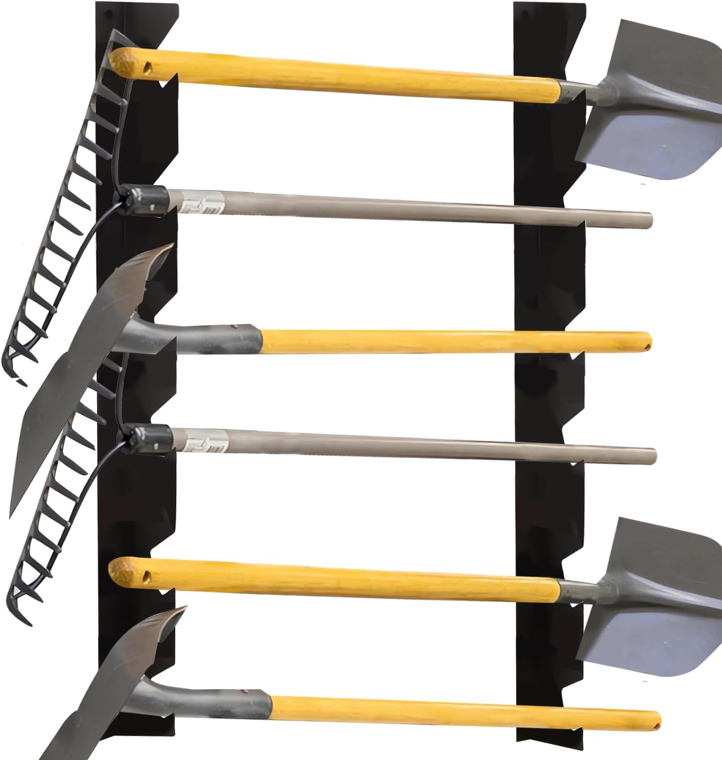 CZWL&HG Heavy-Duty Garden Tool Organizer Wall Mount – Garage Wall Storage Rack for Shovels, Rakes & Long-Handled Tools – Solid Steel, Holds 250 lbs
