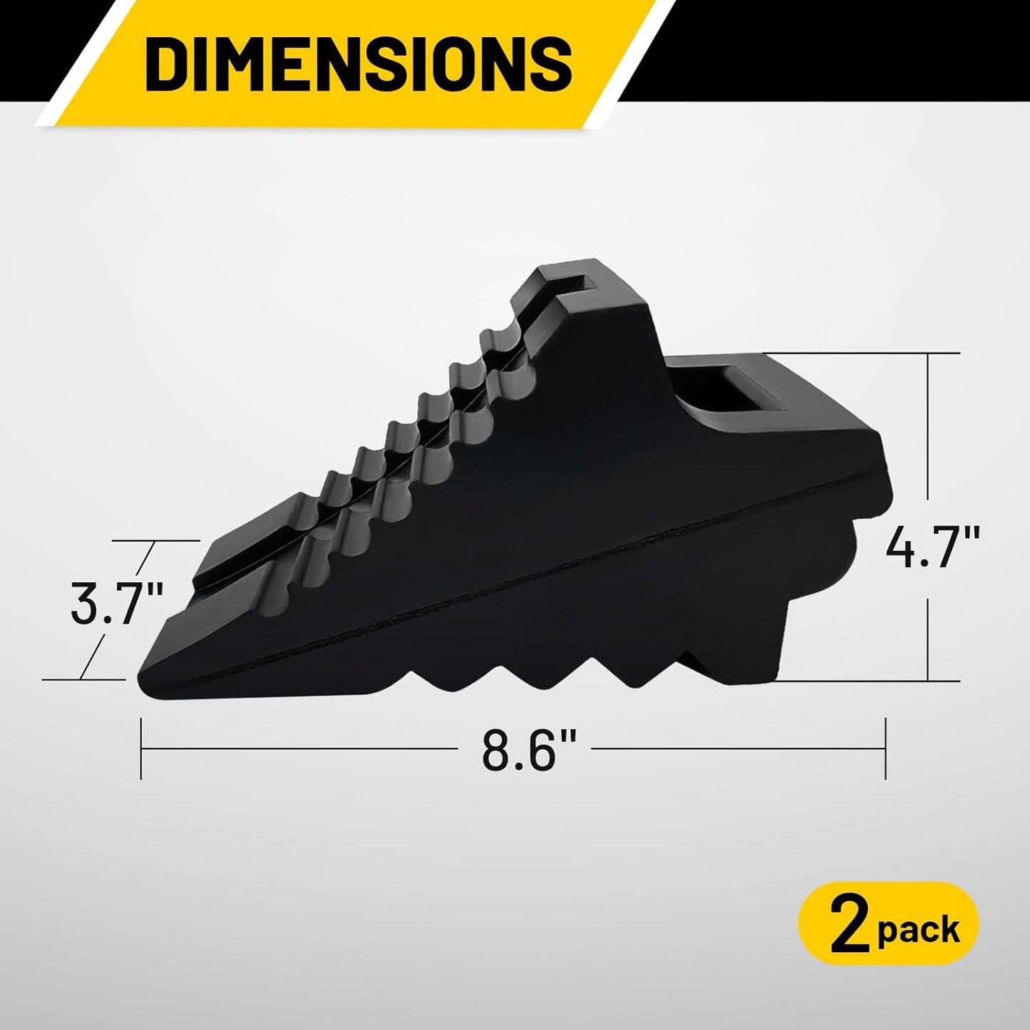 ROBLOCK Solid Rubber Wheel Chocks Heavy Duty Trailer Chock, G.V.W. Up to 4T, 2 Pack Black, 8.6" L x 3.7 W x 4.7" H for Car, Travel Trailers, RV, Truck, and ATV, for All Weather Use