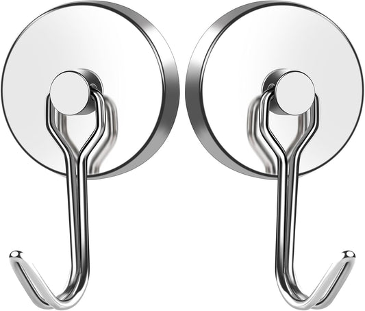 MIKEDE 110LB Magnetic Hooks, Neodymium Magnet Hooks for Hanging, Swivel Swing Magnetic Hook Heavy Duty, Strong Magnet with Hooks for Cruise, Kitchen, Camping, Door, Locker - 2 Pack