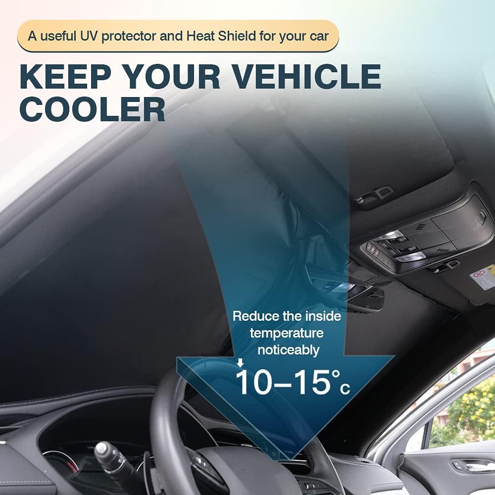 Cartist Windshield Sun Shade Fits for Ford Mustang Mach-e 2021 2022 2023 2024 2025 Accessories Foldable Car Front Window Sunshade for Mustang Mach-e Sun Visor Block UV Rays