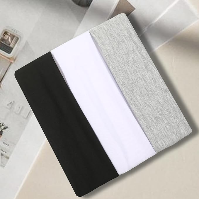 IVARYSS Workout Headbands for Women Non Slip, Premium Stretchy Soft Fabric Head Bands for Women's Hair, Wear for Yoga, Running, Sport, 6 Pack, Black