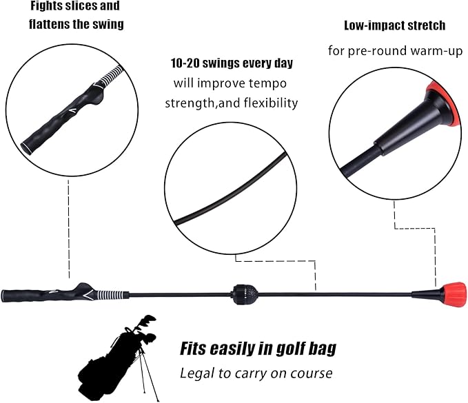 PGM Golf Swing Trainer Aid -2.0 Golf Swing Training Aid Golf Practice Warm-Up Stick for Strength Flexibility and Tempo Training -Suit for Practice Chipping Hitting Golf Accessories
