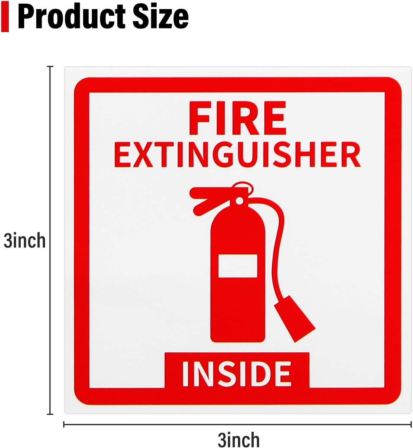 Madrigal Fire Extinguisher Inside Sticker Sign,4Pack 3x3" Self-Adhesive Vinyl, Weatherproof & UV Protected for Cars, Trailers, Rv's, Trucks and Vehicles, Red on White