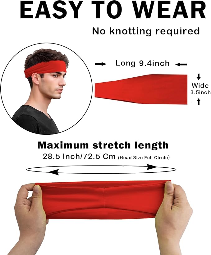 Headbands for Men & Women, Sweat Headband Non-Slip Sweatband Sports Running Cycling Yoga Basketball Workout Football Training
