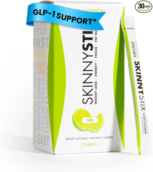 SkinnyStix Lime GLP-1 Support Powder Energy Drink, Metabolic Support, Appetite Control, Natural Energy Boost | 30 Single-Serving Packets