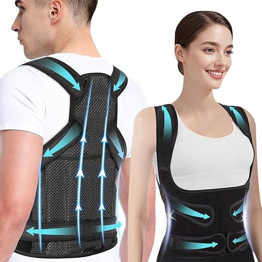 Premium Adjustable Back Brace Posture Corrector for Women and Men - Effective Straightener for Scoliosis, Hunchback Correction, Lower Back Pain Relief, Spine Alignment, and Posture Training(Medium)
