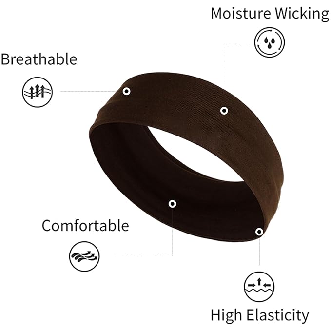 TERSE Boho Headbands for Women Short Hair Floral Headbands Non Slip Elastic Sweat Hairbands Soft Fabric Hair Bands Workout Yoga Running Sport Thin Wrap for Girls