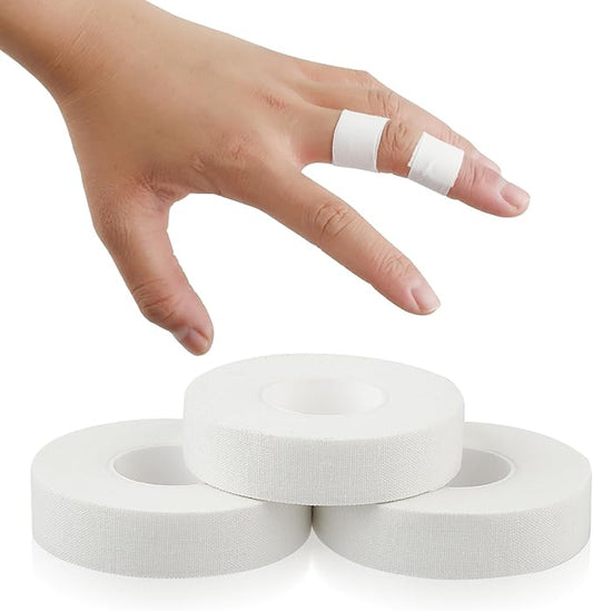 Finger Tape, 0.5 Inch x 10 Yard White Athletic Tape Extra Strong Adhesive, 3 Rolls Sport Tape, Medical Tape, Foot Tape for Rock Climbing, Grappling, Basketball, Lifters and BJJ Finger Tape
