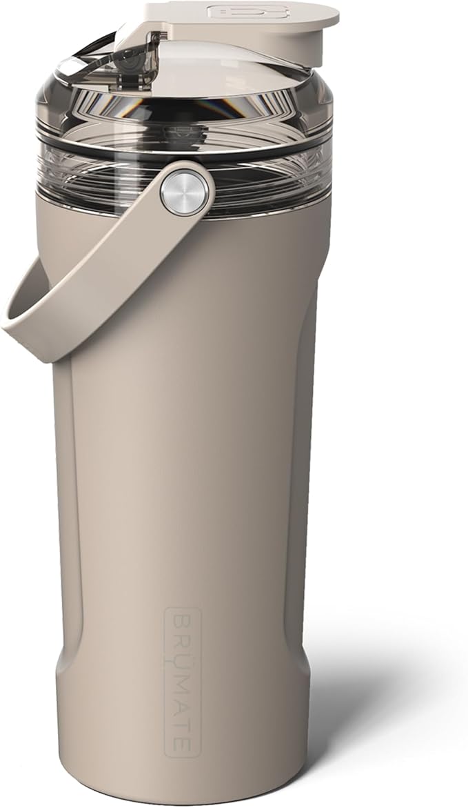 BrüMate MultiShaker Blender Bottle | 100% Leakproof Insulated Stainless Steel Shaker | Protein & Pre Workout Bottle for the Gym | 26oz (Mocha)