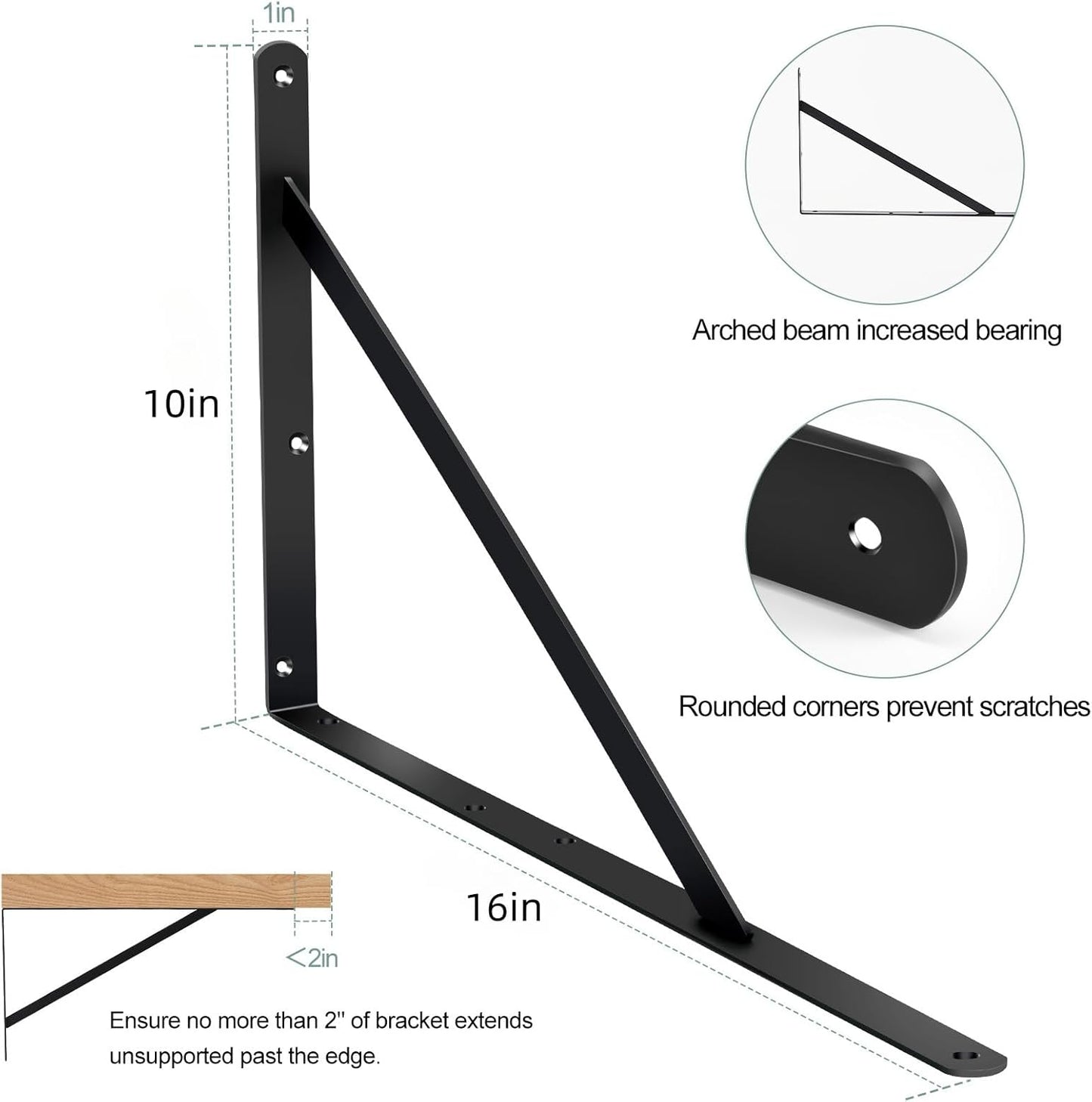 16 Pack L16 x H 10" Black Heavy Duty Shelf Brackets with Screws Metal Shelf Brackets Shelf Support Angle Brackets for Shelves L Brackets Heavy Duty Floating Shelf
