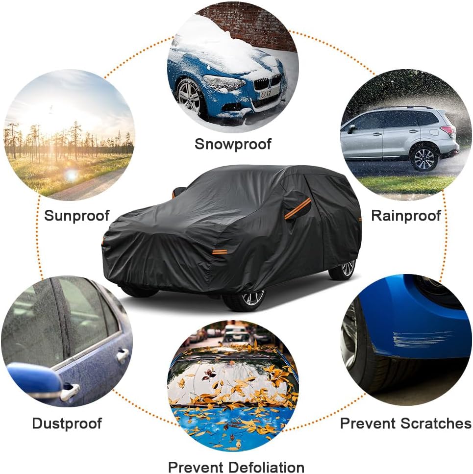 Kayme 7 Layers SUV Car Cover Custom Fit for Ford Escape (2000-2025) Waterproof All Weather for Automobiles, Outdoor Full Cover Rain Sun UV Protection.Black