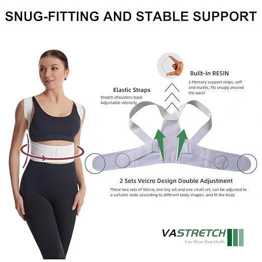 Posture Corrector for Women,Upper Back Pain Support,Slim & Adjustable Shoulder Brace - Back Brace for Back Pain Relief,Chest Pain Relief,White,Small