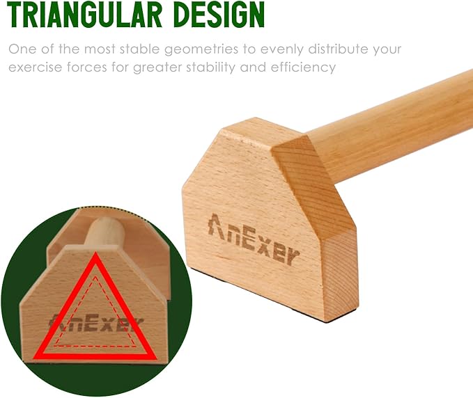 Push Up Stands, Handstand Parallettes Bars, Solid Wood Push Up Bars with Non-Slip Mat Push up Handles for Floor Exercise Home Workout Equipment for Men & Women Strength Training