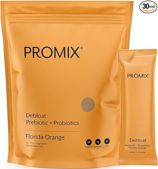 ProMix Nutrition Debloat Prebiotics and Probiotics with Baobab - Rich in Vitamin C, Bloating Relief, Immune Support - Orange - 30 Servings (Pack of 30)