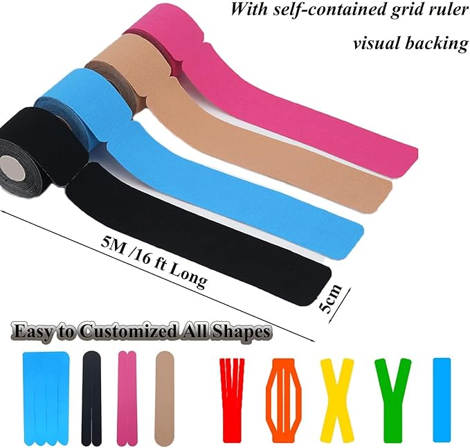 3 Rolls Kinesiology Tape Precut, Athletic Sports Tape Adhesive for Muscles Ankle Neck Knee Shoulder Promotes Recovery and Providing Support, Total 60 Precut Strips(Black)