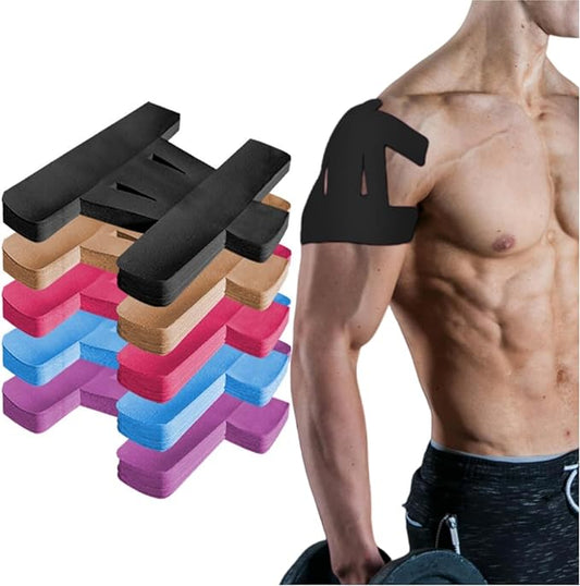 IEADEN Precut Kinesiology Tape for Shoulder, 10 Pcs - Shoulder Support & Stability, Shoulder Pain Relief Athletic Tape - Waterproof & Elastic, Breathable Hypoallergenic Latex-Free Tape, Black