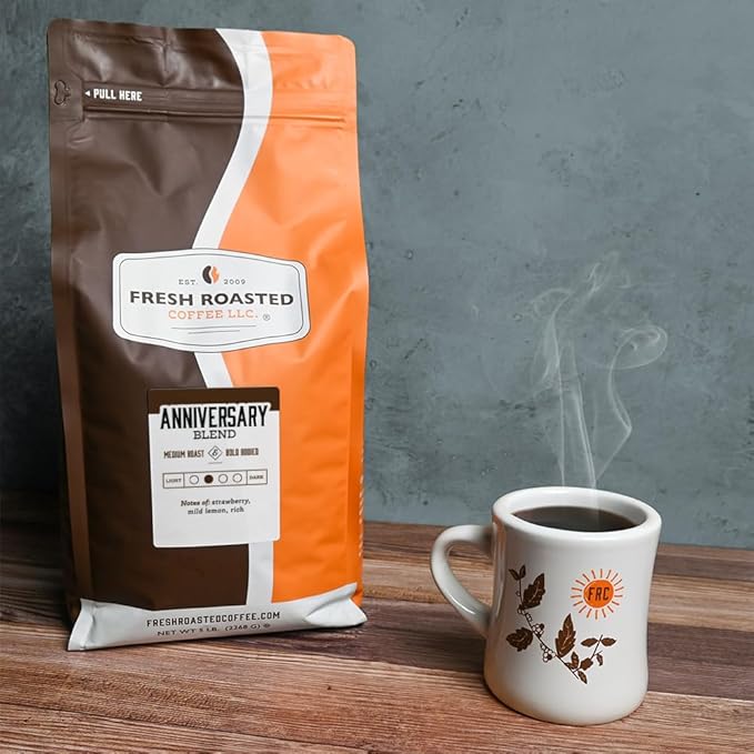 Fresh Roasted Coffee, Anniversary Blend, 5 lb (80 oz), Medium Roast, Kosher, Whole Bean