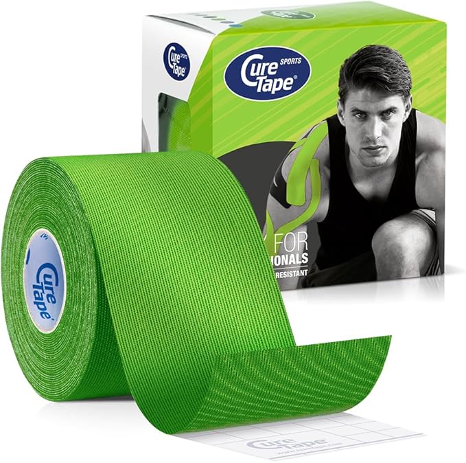 CureTape Sports | Kinesiology Tape for Muscle & Joint Pain | Elastic Therapeutic Tape | Waterproof Athletic Tape | Medical K Tape | 30% Stronger Adhesion | Lime | 2inx16ft | (Pack of 1)