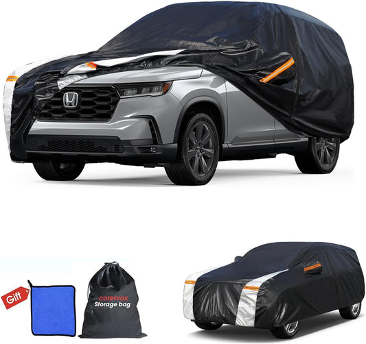 Honda Pilot Car Cover 100% Waterproof All Weather, Gift with Towel, 10 Layers SUV Car Cover Custom Fit 2002-2025 Honda Pilot, Full Exterior Car Covers Rain Sun UV Protection with Door Zipper.