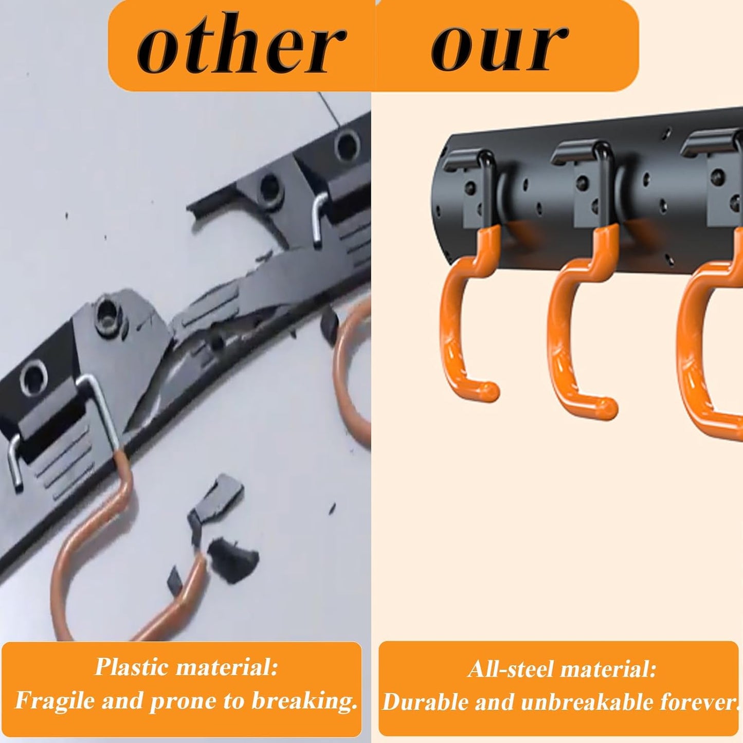 3-H 12×16" All Metal Garden Tool Organizer Wall Mount, Broom Holder Wall Mount for Garage, Shed, Garden, Basement Hanging and Organizing Rake, Mop, Shovel, Hose (12Pack)