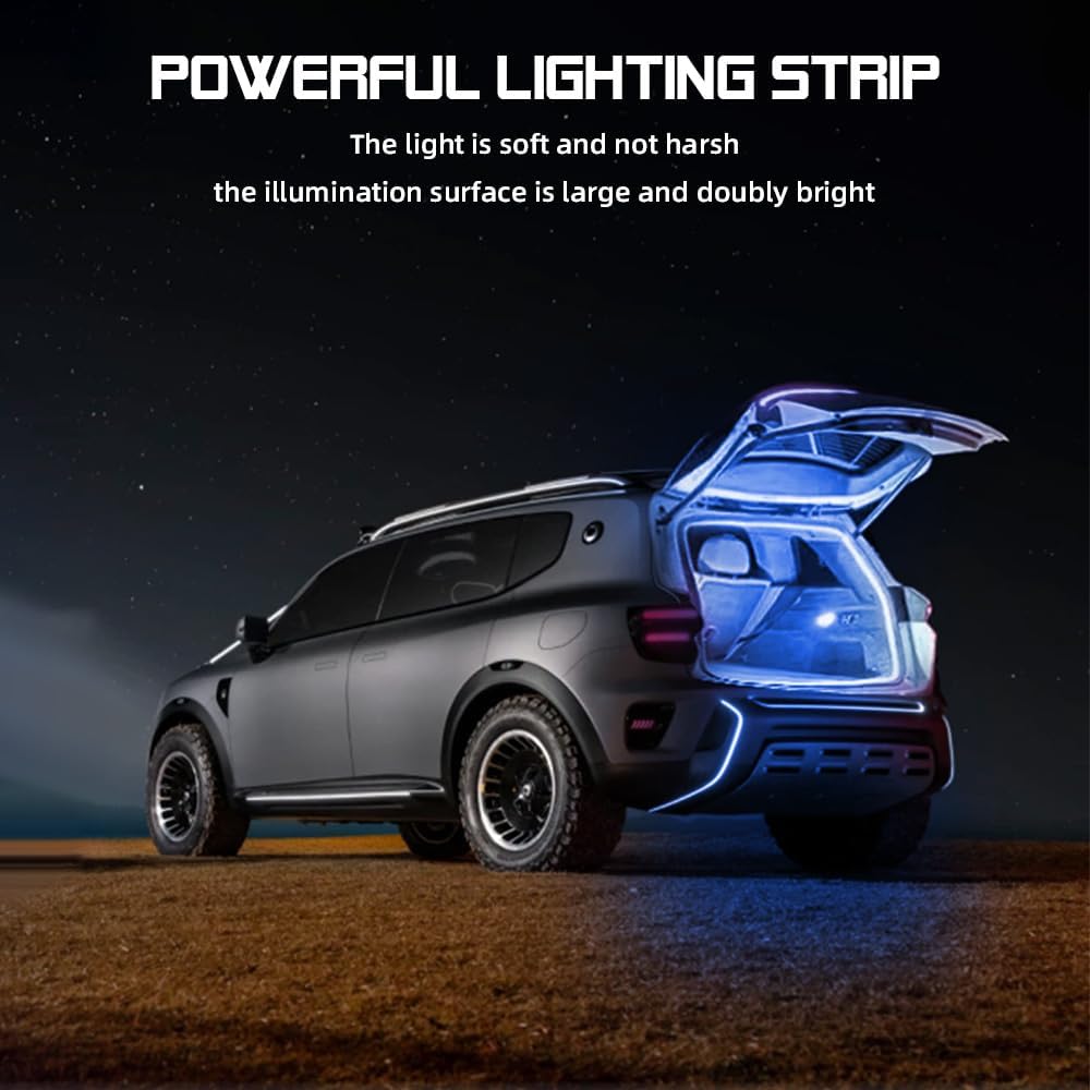 Car LED Strip Light For Trunk, 79Inch IP67 Silicone Waterproof Neon Light Strip Embedded, Flexible Cutting Universal Auto Interior Lights(Blue)