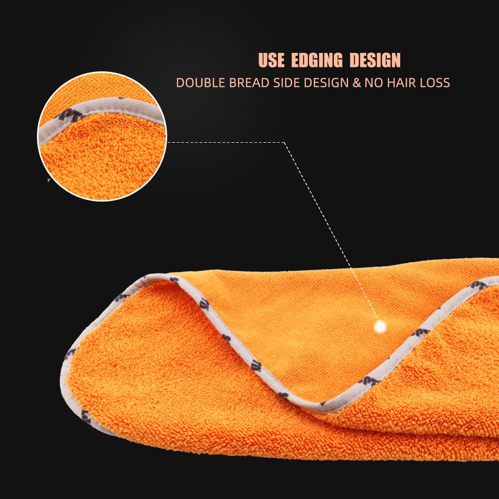 Car Microfiber Towel, Professional Grade Premium Microfiber Towel, 1 Pack Highly Absorbent, Scratch Free Large Car Microfiber Towel for Car Washing, Drying & Auto Detailing, 23.8 x 30.9 inch, Orange