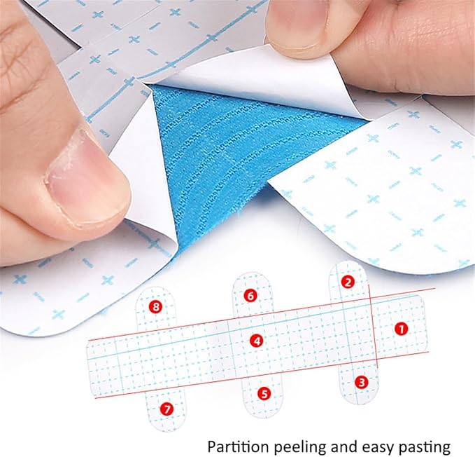 Precut Kinesiology Tape for Achilles Tendon, 12 Pcs Elastic Athletic Tape Leg Support Muscle Tape Patches, Waterproof Kinesiology Recovery Tape Precut Strips Latex-Free Sports Tape for Muscle Support