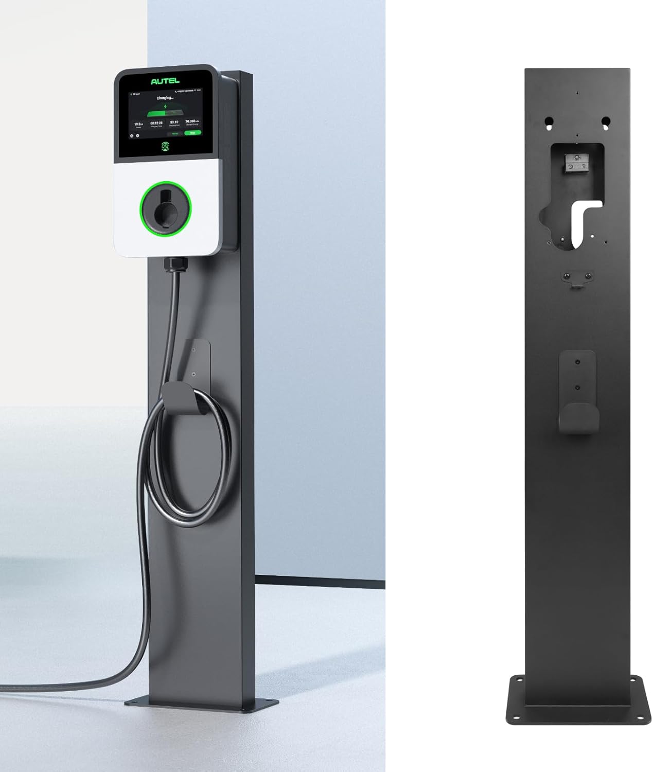 Autel Ev Charger Connector Pedestal, Freestanding Electric Car Charging Stations Stand Accessory, Corrosion Resistance, 430 Stainless Steel, Fits for All Level 2 Chargers(40A,50A,80A)