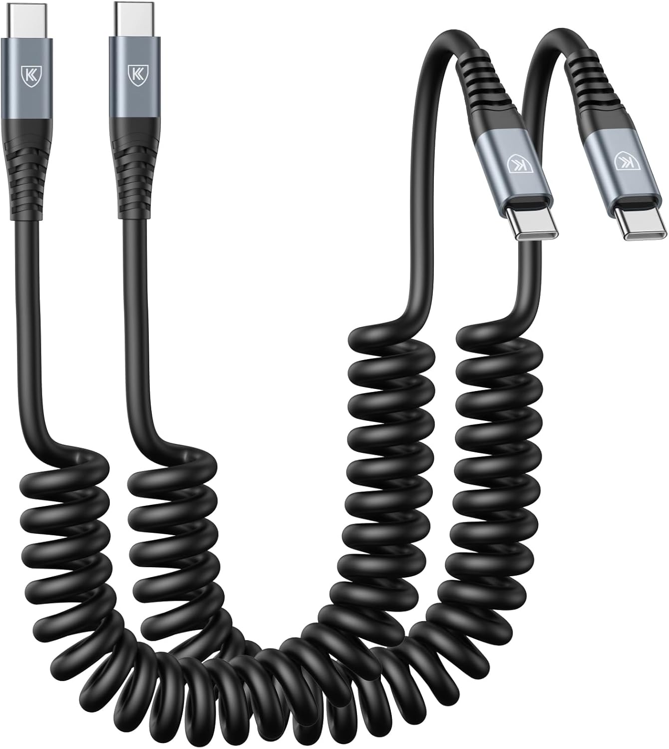 2Pack Coiled USB C to USB C Charger Cable for Car, Type C Fast Charging USBC Charger Cord Compatible with 15/15 Plus/15 Pro/15 Pro Max/Samsung Galaxy S23