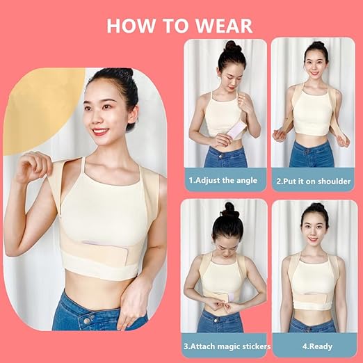 WEEOATAR Posture Corrector,Upper Back Brace Easy to Use,Highly Elastic Posture Trainer,Adjustable Back Straightener Brace,Posture Corrector Strap for Adults and Kids(Yellow,M)