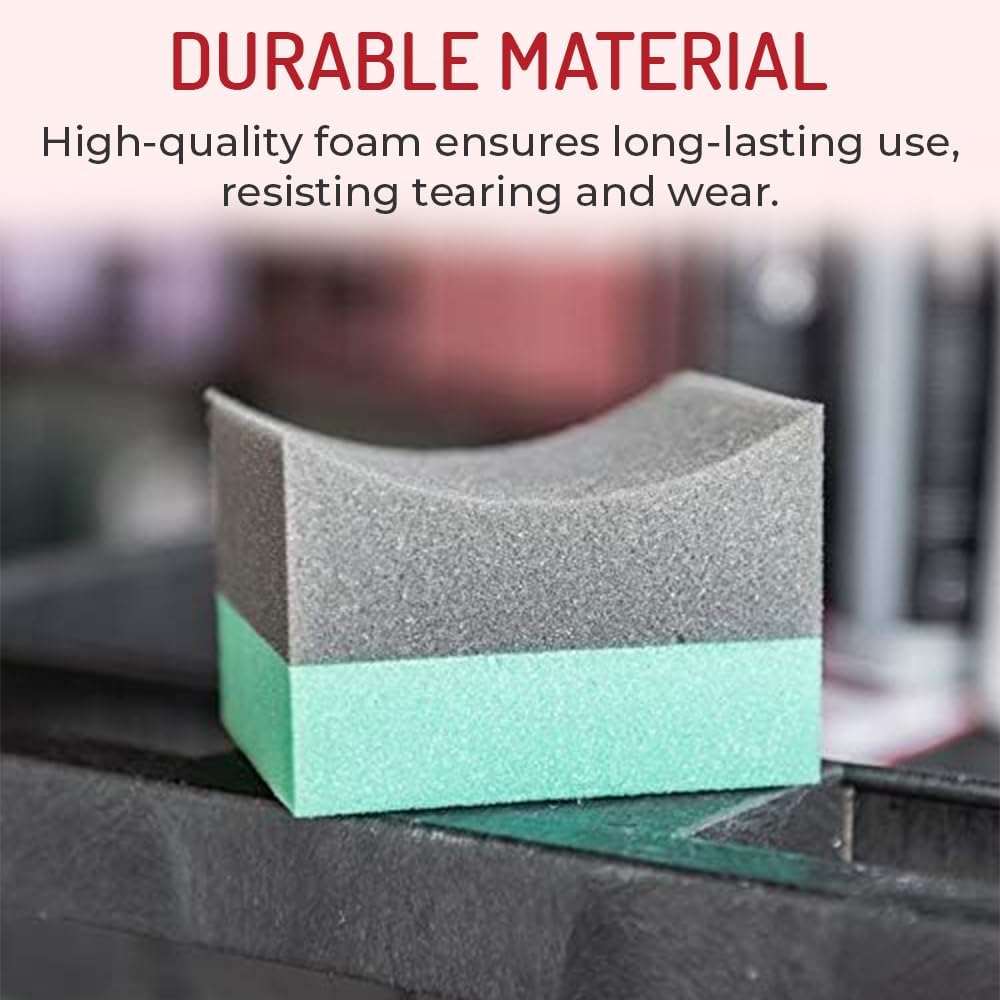 Hi-Tech Tire Dressing Applicator 12 Pack - Durable and Reusable, Contoured Tire Shine and Dressing Sponge for Your Car's Wheels