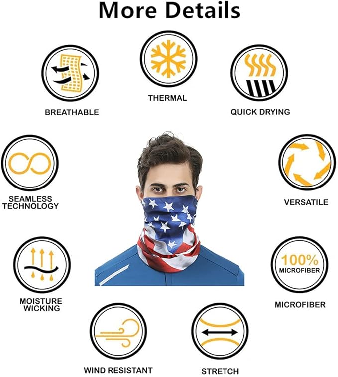 Headband Neck Gaiter Head Wrap Headwear Face Mask Magic Scarf Bandana for Men and Women