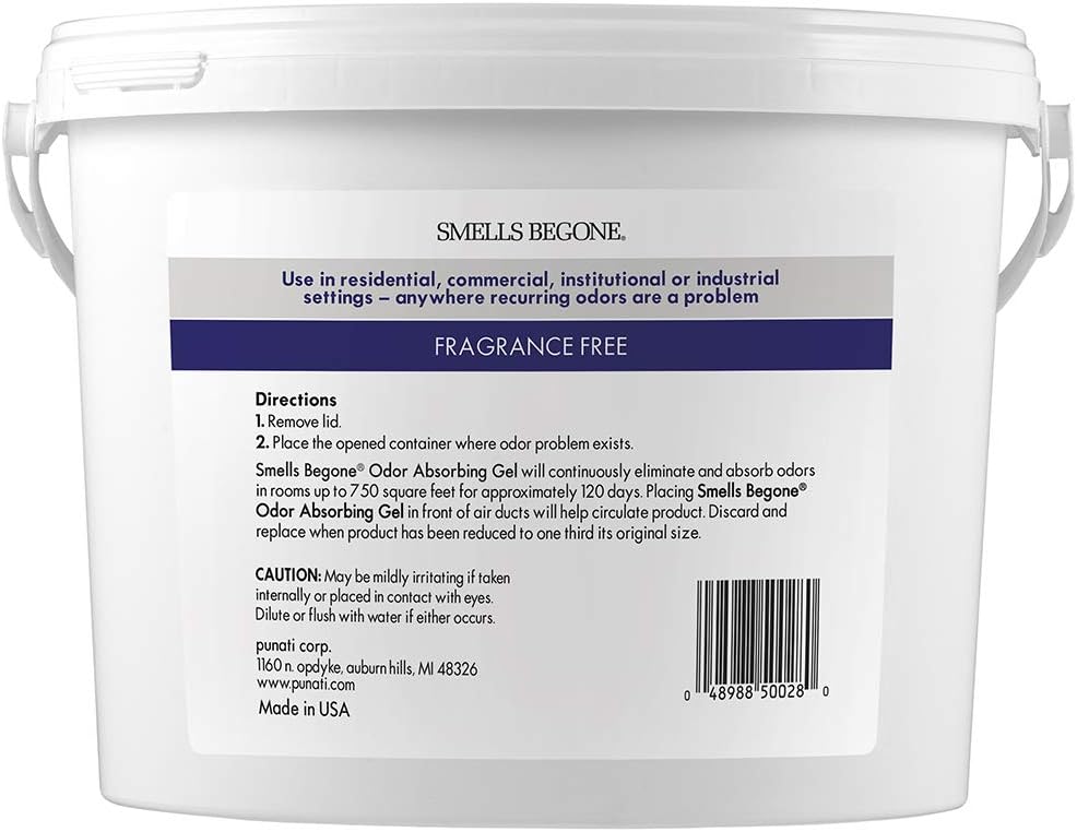 SMELLS BEGONE 1-Gallon Odor Absorber Gel - Air Freshener & Odor Eliminator for Homes, Garages & Commercial Buildings - Industrial Size - Fragrance Free