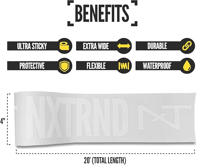 Nxtrnd TRF Turf Tape Football, Extra Wide Kinesiology Tape, Protects from Turf Burn (White)